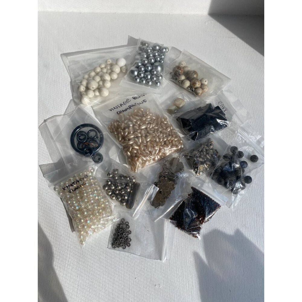 Mixed bead Lot Multiple Colors, Sizes, Stone, Acrylic, Crystal, Metal L#2